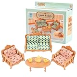 Ksvaye Puppenhaus Möbel Set 7 Stück Puppenmöbel Sofa Sessel Tisch Teekanne Teetassen Puppenhaus Zubehör Deko 1:12 Puppenhaus Wohnzimmer Balkon Miniatur Möbel Dollhouse