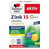 Doppelherz Zink 15 + Histidin + Vitamin C - 15 mg Zink als Beitrag für die normale Funktion des Immunsystems und für den Erhalt normaler Haut - 30 vegane Depot-Tabletten