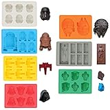 Sunerly Eiswürfelformen/Silikonförmchen in Form von Star-Wars-Charakteren, ideal für Schokolade, Eiswürfel, Wackelpudding, Süßigkeiten, Desserts, Backwaren, Seife und Kerzen (Set mit 7 Formen)