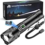 JAY-PARK Taschenlampe 1000000 Lumen Aufladbare 5000 mAh mit LCD-Display und 5 Beleuchtungsmodi, LED Taschenlampe Extrem Hell Zoom Langer Lichtstrahl (3000m) für Outdoor, Camping