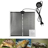 PeSandy Terrarium Heizmatte, Reptil Heizmatten mit 7 Knöpfen zur Temperatureinstellung für Reptilien Schildkröte Schlange Eidechse Gecko Frosch Einsiedlerkrebs, 28x28CM Reptilien Heizkissen