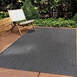 In & Outdoor Teppich Wetterfest Wohnzimmer Balkon Küchenteppich Terrassenteppich Flachgewebe Sisaloptik Meliert Einfarbig anthrazit 120x160 cm
