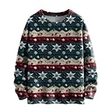 Generico Hoodies Damen Weihnachten Lustig, Sweatshirt Damen Weihnachtsmann Angebot Weiches Weihnachtspullover Hässliche Pullover Rundhalsausschnitt Übergröße Weihnachtspullover Damen, Marine, XXL