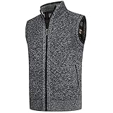 YOUTHUP Herren Weste Fleece Fütterung Winter Frühling Strickjacke Ärmellose Fleecejacke Stehkragen Strickweste, Dunkelgrau, XL