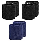 6 Stück Schweißband Handgelenk, Saugfähige Handgelenk Schweißbänder für Damen & Herren, Fitness Schweissband, Sport Schweißband Armband Weiche Baumwolle für Fußball Basketball Tennis Gymnastik