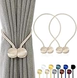 TopHomer 2 Stück Magnetische Vorhang Raffhalter, 10 Farben | Für Wohn-/Schlafzimmer, Bad & Esszimmer, passt zu Vorhängen/Gardinen/Duschvorhänge (Beige)
