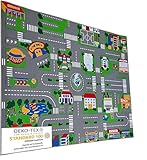 Entrando Strassenteppich für Kinder 100x150 cm – Oeko-Tex Zertifiziert, waschbar, rutschfest und geruchslos