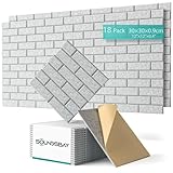 Soundsbay Akustikplatten selbstklebend 18 Stück, Schalldämmung Schallschutz Wand hoher Dichte Ziegeltyp Schallschutzplatten für Akustische Behandlung und Wanddekoration 30x30x0.9cm (Grau)