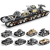 JVAVNE Technik Armee Panzer Bausteine, 8 in 1 KV-VI Panzer Klemmbausteine, WW2 Militär Gepanzertes Fahrzeug Bausatz Modell Spielzeug, Geschenke für Erwachsene und Militärfans, 1165 Teile