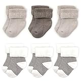 LaLoona Baby Socken Set (0-3 Monate) - 6 Paar warme Babysöckchen/Baumwoll Mix Kinder Strümpfe, schadstoffgeprüft nach OEKO-TEX® Standard 100 - Grau (Lang, Baumwollmischung)