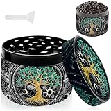 Kräutermühle, Gewürzmühle, Grinder Crusher für Kräuter, Gewürze, Pollen, Kaffee, Metallmühle mit Pollen Scraper 50 mm (Tree Design)