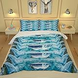 SVTUSR Kinderbettwäsche 155X220 cm, Innovation Blauer Wasserfall Mikrofaser Bettwäsche Set 3 Teilig : 1 Bettbezug + 2 Kissenbezug 80X80Cm, Superweiches Hypoallergen Winter Bettbezüge, Schlafkomfort