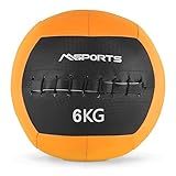 MSPORTS Wall-Ball Premium Gewichtsball 2-10 kg Medizinball (6 kg - Orange)