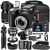 NBD Digitale Spiegelreflexkamera, 33 MP, HD1080P Vlogging-Kamera mit 24-fachem Teleobjektiv, 0,5-fachem Weitwinkelobjektiv und LED-Licht, die beste Kamera für Anfänger (schwarz)