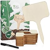 OwnGrown Store Holzschild zum Beschriften: Set aus 60 Etiketten zum Beschriften mit Stäbchen und Stift - Perfekt für Pflanzentopf, DIY Schilder selbst gestalten und Garten - Gartengeräte