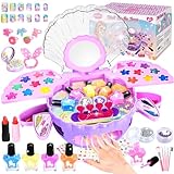 JONRRYIN Nagelstudio Kinder Mädchen, Geschenke für Mädchen Nagellack Set, Nageldesign Kinder Mädchen, Schminkkoffer Mädchen, Nageltrockner Kinder Mädchen für Geburtstag 6 7 8 9 11 12 Jahre (Lila)