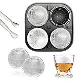 Silikon Eiswürfelform, FainFun 3D Eiskugelform Groß mit Deckel, Wiederverwendbar Eiswürfelform Ball, Eiswürfel Kugel Form, leicht zu lösen, für Eis, Whiskey, Cocktail, Saft (1, Todesstern 4)