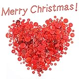 Swpeet 1000 Stück Weihnachts-Bastelknöpfe, 2 und 4 Löcher, rot, rund, Kunstharz, Nähknöpfe, geeignet für Weihnachten, Nähdekorationen, Kunst- und Bastelprojekte, DIY-Dekoration, Rot