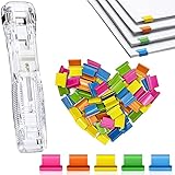 Catelves 50 Stück Klammernspender, Reusable Creative Stapler, Papierklammern, Mini Push Hefter Set mit, Wiederverwendbare Heftklammern zum Fixieren Losem Blattpapier