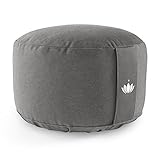 Lotuscrafts® Meditationskissen, Extra-hoch mit 20 cm Sitzhöhe, Yoga Kissen mit Dinkelfüllung, Yogakissen Rund, Bodenkissen Rund, Yogakissen Meditationskissen, Bezug waschbar, GOTS Zertifiziert