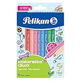 Pelikan 813846 Faserschreiber Colorella Duo C407, 12 Stifte in Faltschachtel