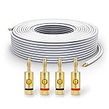 PureLink Lautsprecherkabel OFC 2 x 2,50mm² (0,20mm), 10,0m, weiß, Set mit 4 Bananensteckern