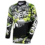 O'NEAL | Motocross-Shirt Langarm | Kinder | MX MTB Mountainbike | Passform für Maximale Bewegungsfreiheit, Eingenähter Ellbogenschutz | Element Youth Jersey Attack | Schwarz Neon-Gelb | Größe XL