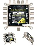 maxx.onLine Multischalter 8 Teilnehmer & 1 Satellit, Quad- & Quattro LNB tauglich, kein Netzteil notwendig, DVB-S Multiswitch 5/8 mit eco Sparmodus