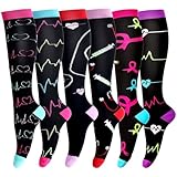 LEOSTEP Kompressionsstrümpfe (6 Paar) Damen und Herren Thrombosestrümpfe Kompressionssocken für Sport, Flug, Laufen, Reisen, Radsport, Schwangerschaft Krankenschwester 20-30 mmHg (Medizinisch, S-M)