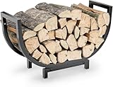 Bomclap Kaminholzregal Metall, U-förmigen Brennholzregal für innen und außen, Kaminholzkorb Kaminholzständer für Holz, Zeitung oder Brennholz, 60x20x33cm