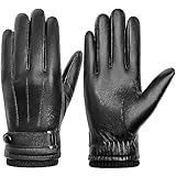 BISON DENIM Herren Thermo Winterhandschuhe Echtleder Handschuhe Touchscreen Lederhandschuhe Warme mit Fleece gefütterte Handschuhe Winddicht Wasserdicht