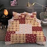 LLSZAHD BettwäSche 200x220 Retro-Blumen Bettbezug 200x220 3 Teilig mit ReißVerschluss Blumendruck Weich und bügelfrei BettwäSche-Sets - WendebettwäSche mit 2 Kissenbezug 80x80