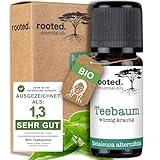 rooted.® BIO Teebaumöl 10ml [100% NATURREIN] – Gesicht- und Hautpflege - Tea Tree Oil – Ätherisches Öl Gegen Pickel, Akne, unreine Haut, Nagel Aromatherapie, Duftlampe