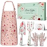 Garten Geschenke für Frauen, Gartenwerkzeug Set, Linkax 6 Stück Garten Werkzeug mit Schürze, Handschuhe und Gartengeräte Set, Muttertagsgeschenke für Mama Oma Gärtner Gartenliebhaber