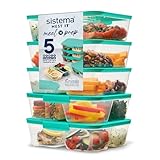 Sistema Nest IT Frischhaltedosen Meal Prep Boxen | 1,9 l luftdichte Vorratsdosen mit DREI Fächern und Deckeln | BPA-Frei | Grün | 5 Stück