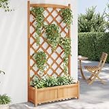 LVHUIDEH Pflanzkübel mit Spalier Braun Massivholz Tanne