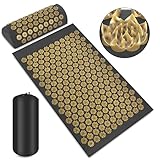 Schwarz-Gold Lotus Design Akupressur Gesundheitsset - Hochwertiges Akupressur-Matte und Kissen Set für natürliche Entspannung und Schmerzlinderung