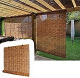 IMYOGI Natürlicher Schilfvorhang – Sonnenschutzrollo – Bambusrollo für den Außen- und Innenbereich, 60 cm/70 cm/80 cm/90 cm/100 cm/110 cm/120 cm/130 cm/140 cm/150 cm breit, Bambus-Rollos mit Heber
