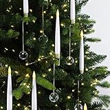 Dixmas Weihnachtsbaumkerzen mit Fernbedienung, LED Stabkerzen mit Timer, 12 Stück Baumerzen mit Kristallkugelhaken, Batteriebetriebene LED kerzen Kabellos für Weihnachtsbaum