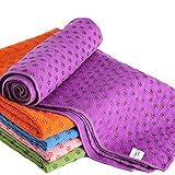 Ivy Yoga Handtuch rutschfest - Mikrofaser Yogatuch schnelltrocknend - Yogahandtuch Antirutsch ideal für Matte,Hot Yoga, 183 x 61 cm, Violett