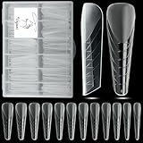 Vnjaoi 120 Stück Dual-Nagelformen 12 Größen Halbmatte Verlängerung Poly-Nagelgel Volle Abdeckung Nagelformen mit Skala Sarg-Nagelbauer für Gel Maniküre Nail Art GestaltungSalon DIY zu Hause