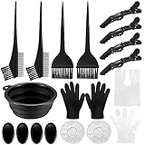 VARHHUXHA Haarfärbepinsel Set, 18 Stk Haare Färben Zubehör, Haar Färben Färbung Tool, mit Bürstenkamm, Färbebürste, Haartönungsschale Ohrabdeckung Haarnadeln, Handschuhe, für Salon DIY Haarfärbe Kit