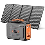 Powkey Powerstation mit Solarpanel 99Wh/27000mAh Tragbare Powerstation mit 40W Faltbare Solarpanel 100W Solargenarator mit 230V AC Ausgang/18W USB-A/USB-C für Wohnmobil Camping
