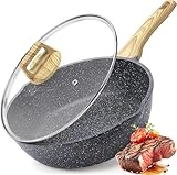 GiPP 28 cm Wokpfanne mit Deckel, Antihaft Pfanne mit Deckel 28cm Hoher Rand, Granit-Antihaftbeschichtung, 4.5L Bratpfanne mit Deckel, PFOS/PFOA-frei, für Alle Herdarten, Grau
