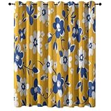 Blickdicht Ösen Vorhang Orientalisch Pflanzen Blumen, Gelb Weiß Druck Verdunkelungsvorhang, Schallschutz Schiebegardine für Schlafzimmer Wohnzimmer, H 245 x B 135 cm (2er Pack)