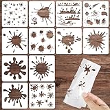 12 Stück Fleck und Splatter Schablonen,Graffiti Tropfen Sterne Schablonen wiederverwendbare Graffiti Schablonen Tie Dye Schablonen DIY Kunst Malerei Schablonen für Malerei (15 x 15cm)