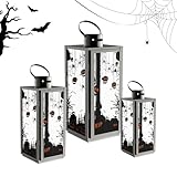 MATICO Dekorative Kerzenlaternen aus Edelstahl, 3er-Set, hängende Dekoration, Hurrikan-Laterne, Kerzenhalter für Festivals, Zeremonien, Heimdekoration, sowohl für den Innen- als auch für den
