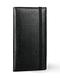 Yarnic Scheckbuchhülle für persönliches Scheckbuch, Scheckbuchhalter mit Stifthalter und integrierter transparenter Kunststoff-Trennwand für doppelte Schecks, Schwarz, Massiv