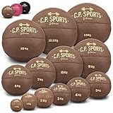 C.P. SPORTS Medizinball aus hochwertigem Kunstleder - Fitness Ball, Trainingsball, Gewichtsball, Slamball, Wallball, Gewichtsbälle für individuelles Training - Gewicht: 3 KG - Farbe: Braun