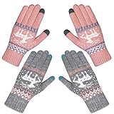 Chalier Fashion Handschuhe Damen Winter Warme Touchscreen Winterhandschuhe Schnee Blume Druck halten warm mit Kaschmir für Frauen und Männer MEHRWEG